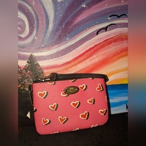 Coach Pink Heart Patterned Wristlet